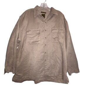 Bruno Sueded Microfiber Mens XL Button Up Long Sleeve‎ Shirt Tan